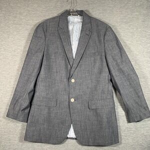 Tasso Elba Blazer Mens Medium Gray Two Button Sport Coat Jacket Cotton Lined